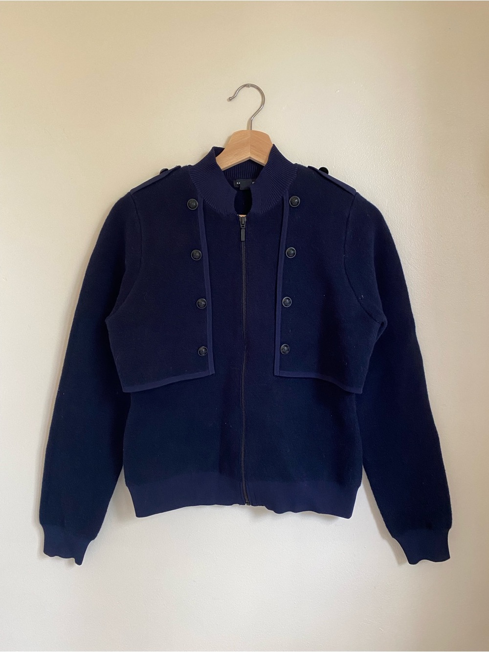 NWOT Karen Millen Compact Wool Blend Military Knit Jacket